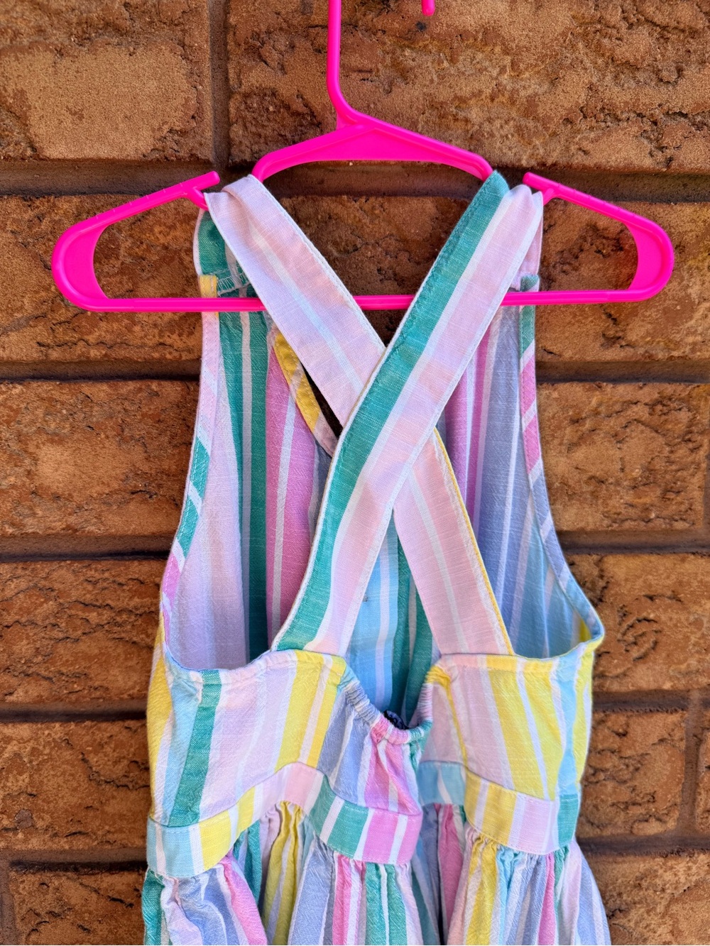 4/$25 • George Cotton Rainbow Pastel Vertical Striped Sundress - Picture 4 of 5